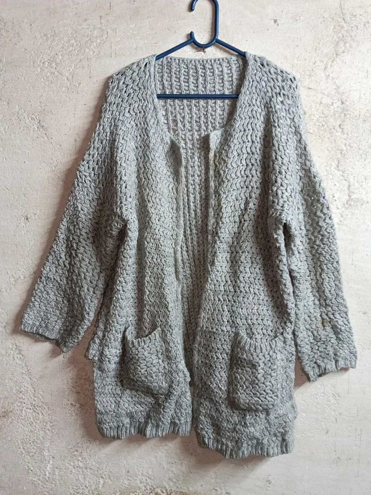 Oversized Winter Fashion Knit Shrug Grey