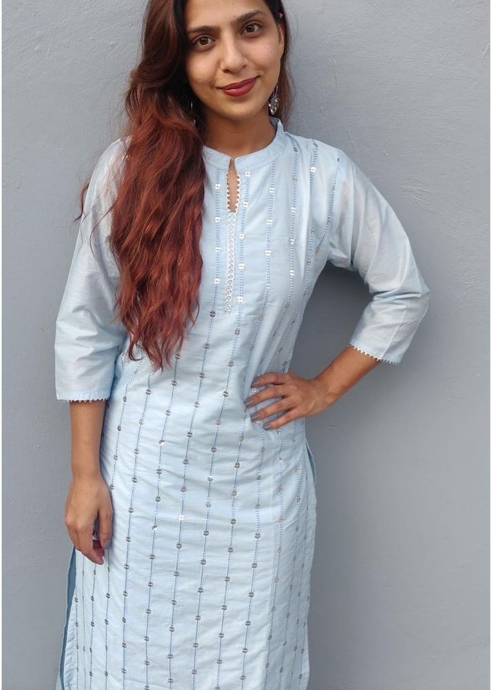 Elegant Blue Cotton Kurta Set