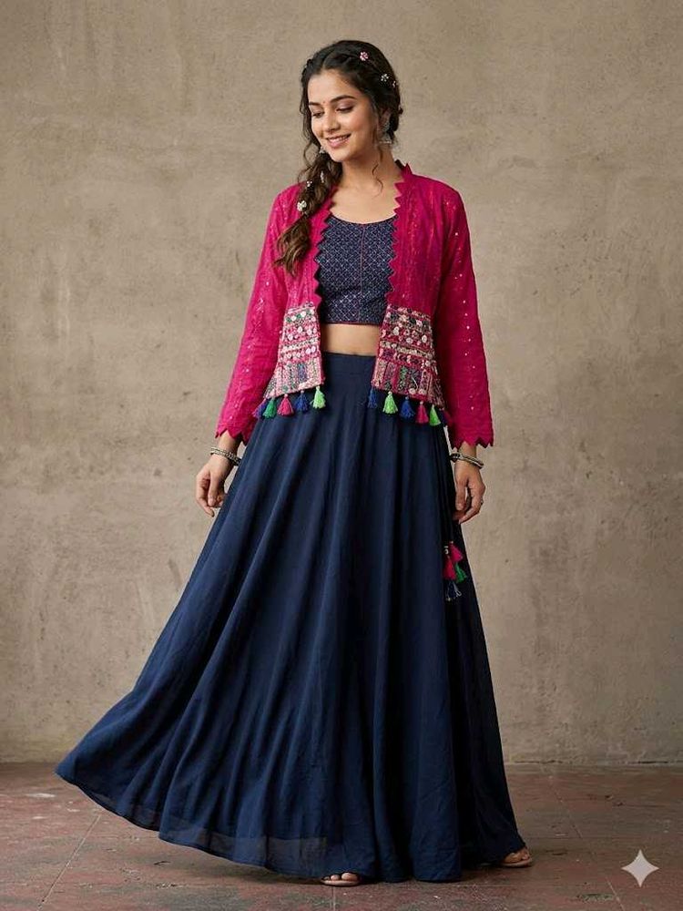 Party Wear Indo-Western Koti Style Georgette Skirt