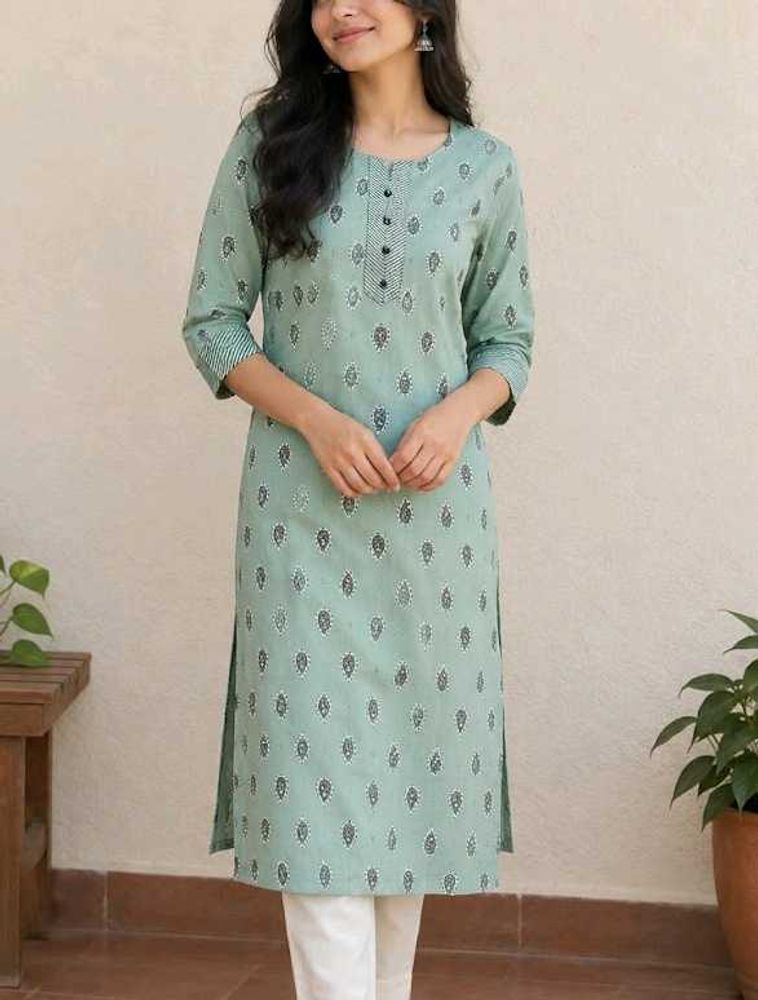 Avaasa Light Green Printed Kurta