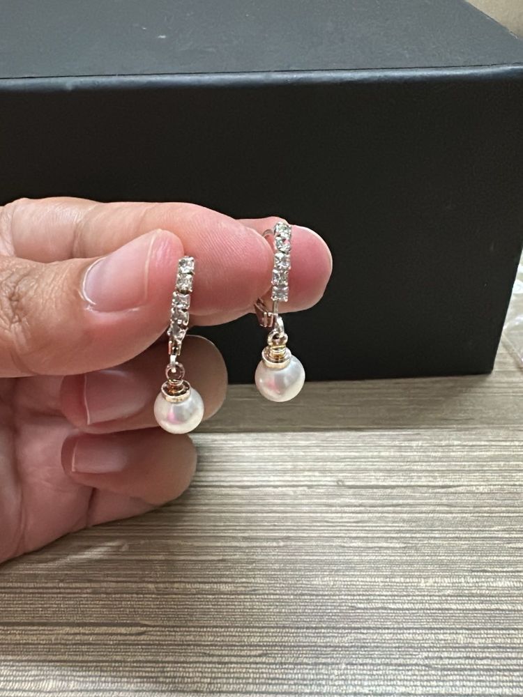 Pearl Drop Earrings with Cubic Zirconia