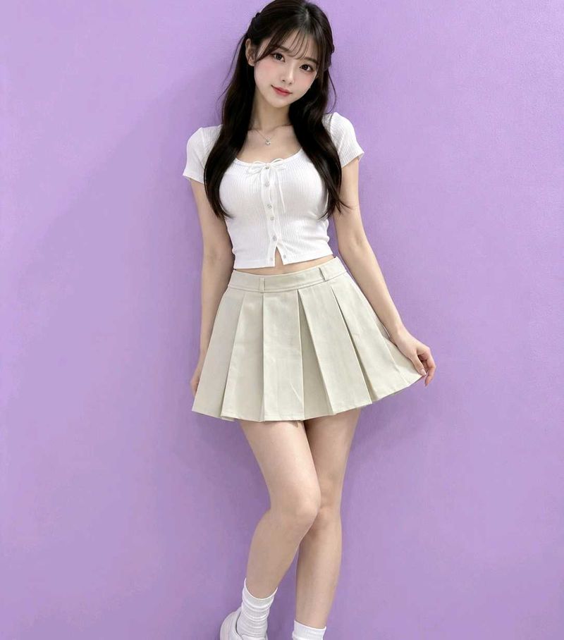 Beige women Mini Skirt