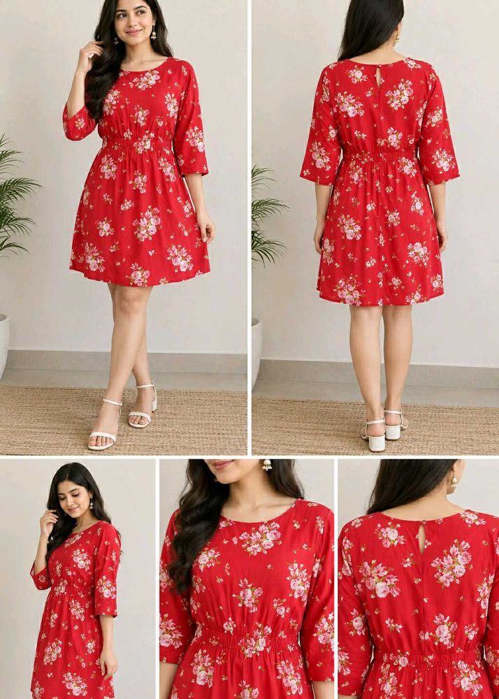 H&amp;M Red Floral Mini Dress
