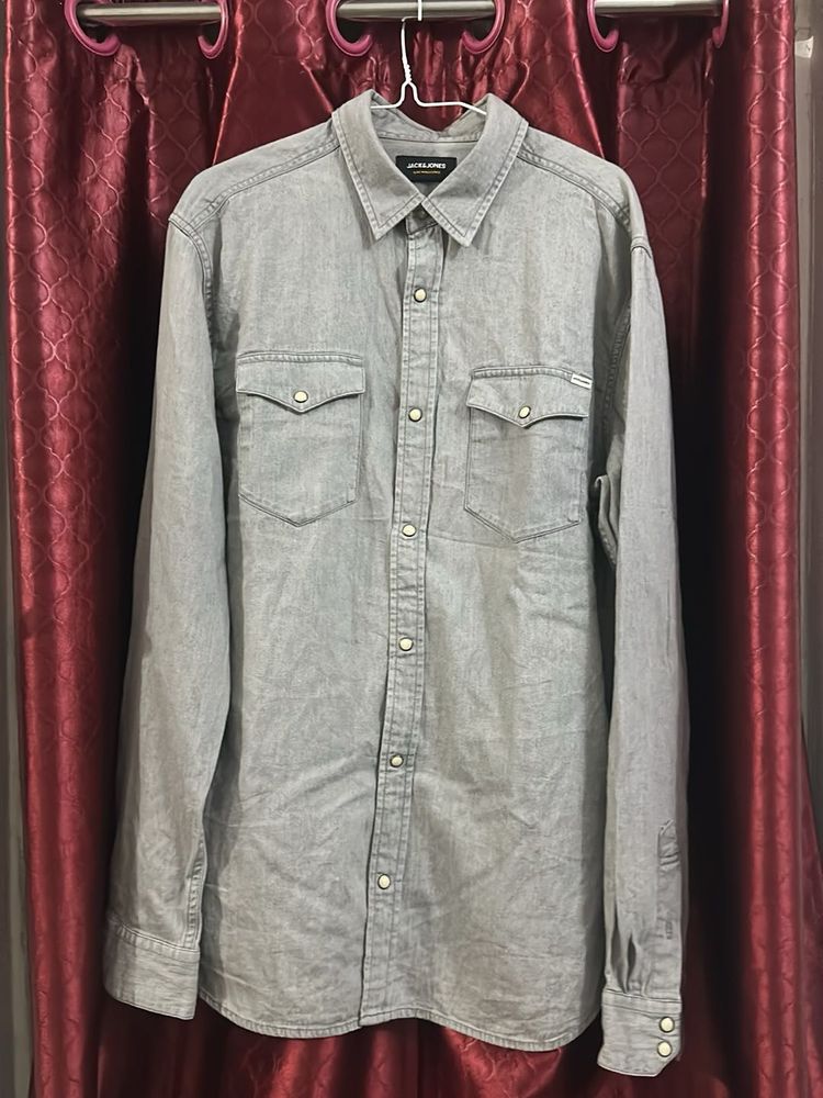 Men's Grey Denim Shirt