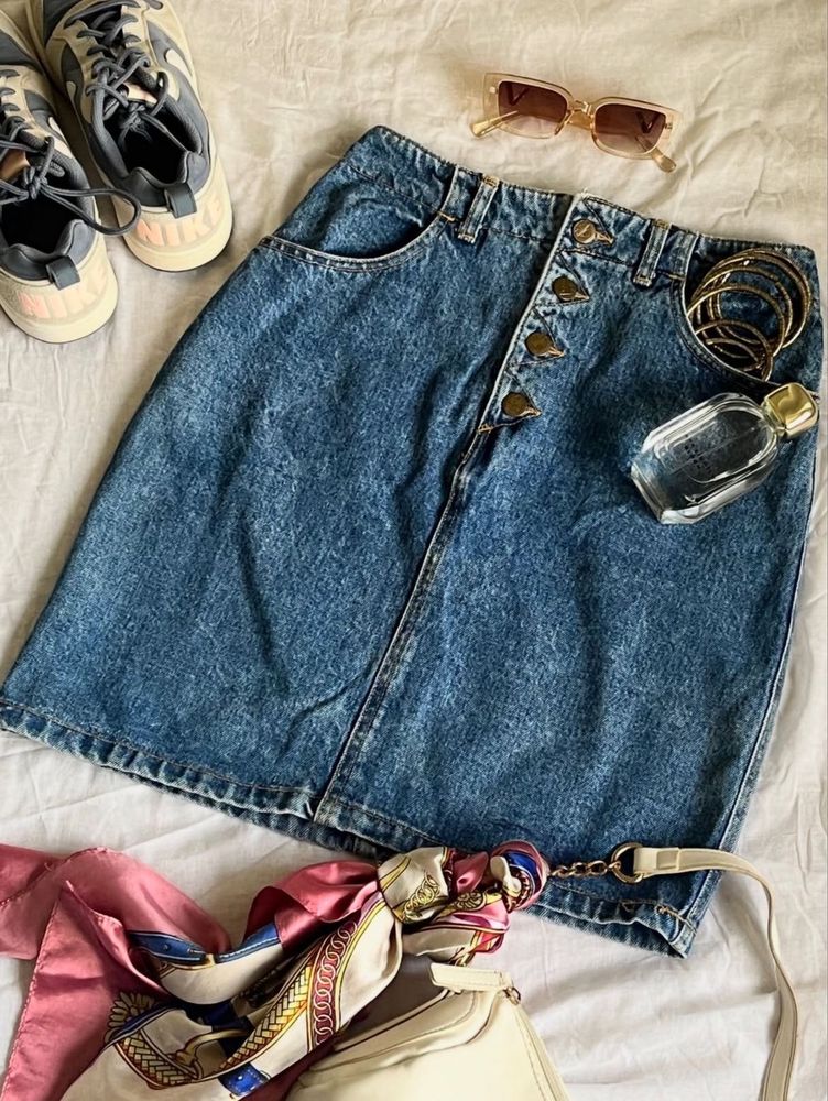 Denim A-Line Mini Skirt