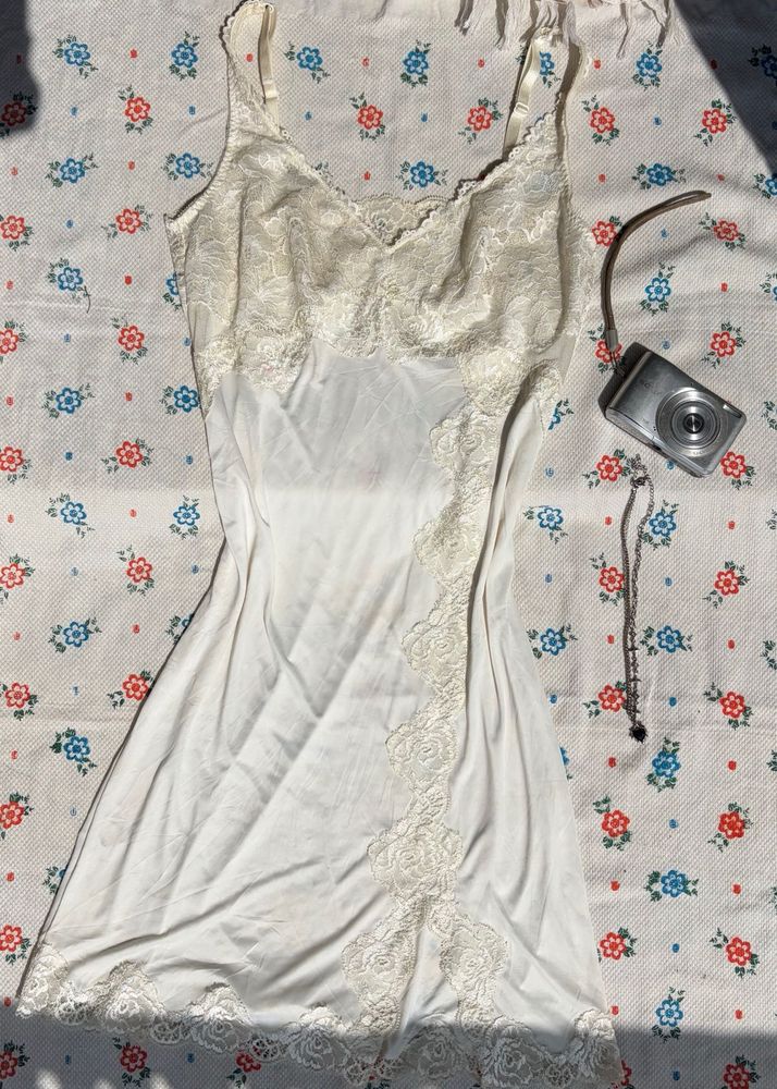 Vintage Lace Trim Slip Dress