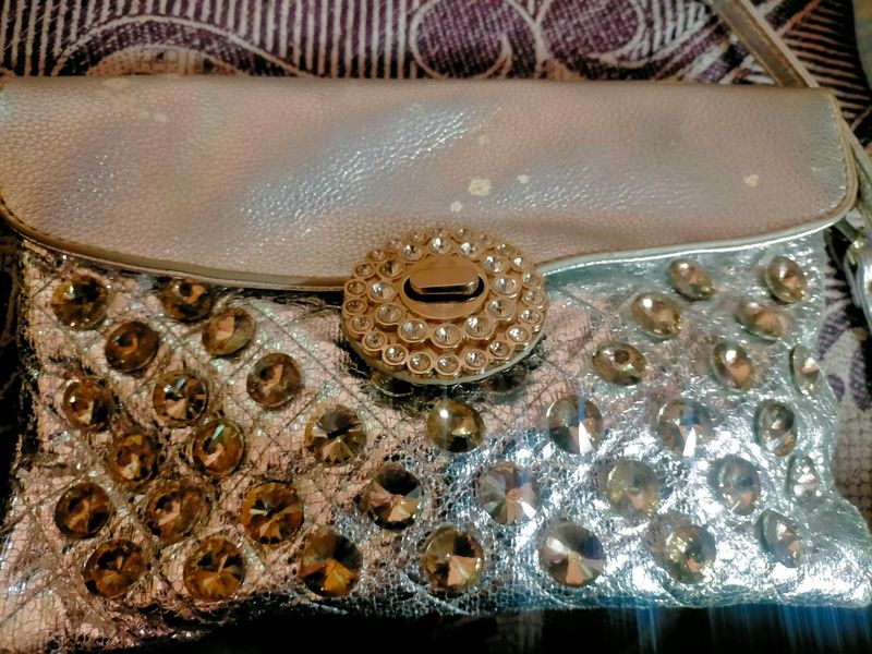 Party Ware Hand Bag With Stones