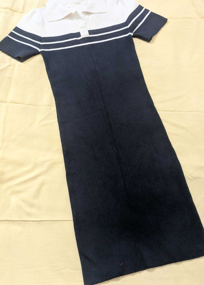 Navy &amp; White Striped Polo Dress