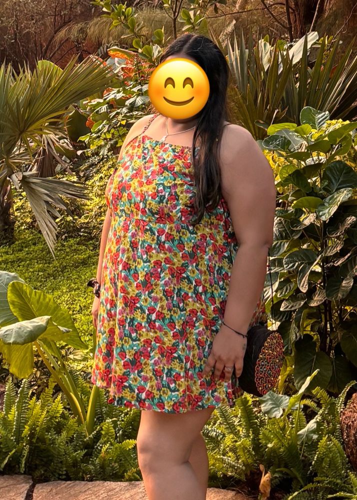 Red &amp; Yellow Floral Printed A-Line Dres