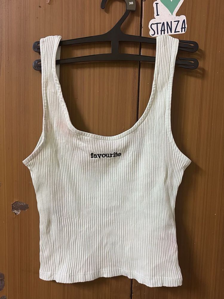 Ribbed Tank Top with 'Favourite' Detail