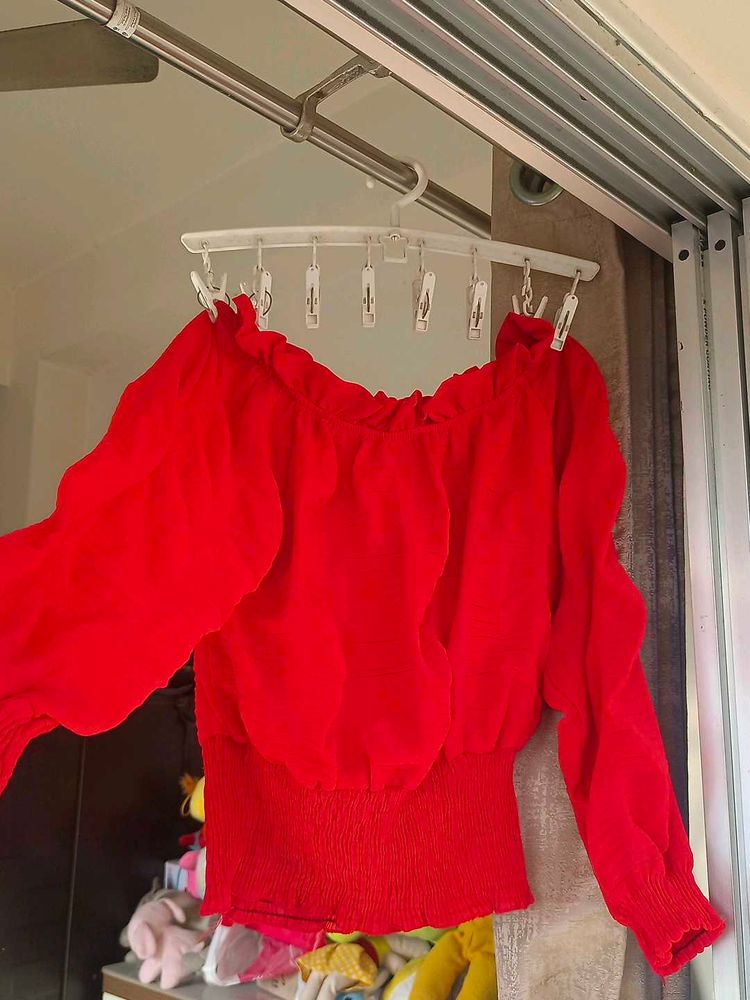 Red Off-Shoulder Top