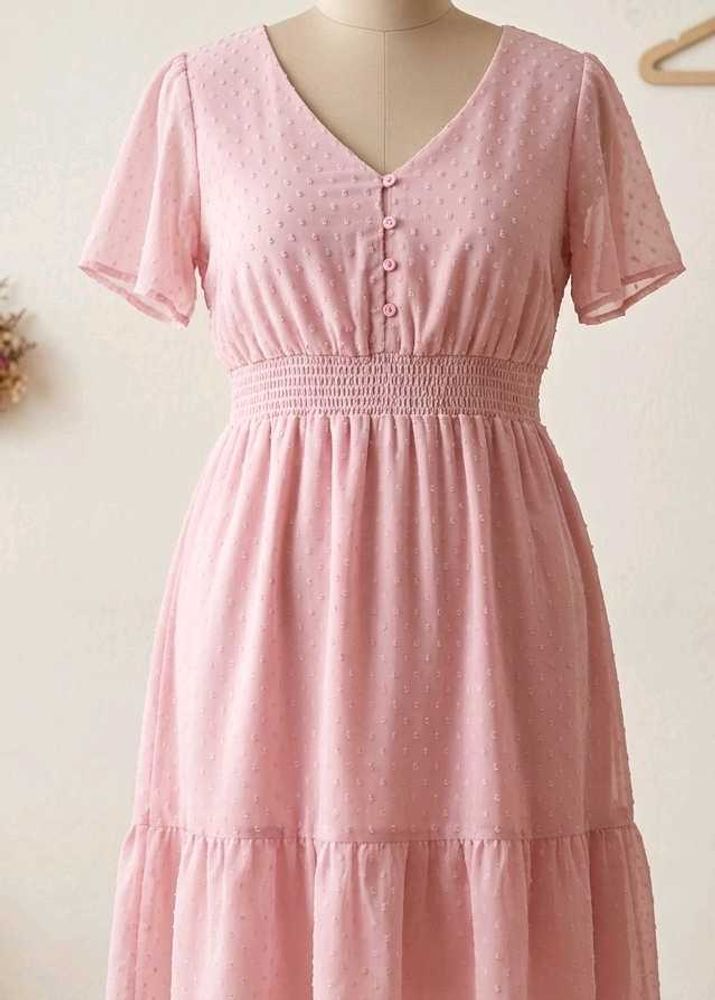 Chic Pink Swiss Dot Dress