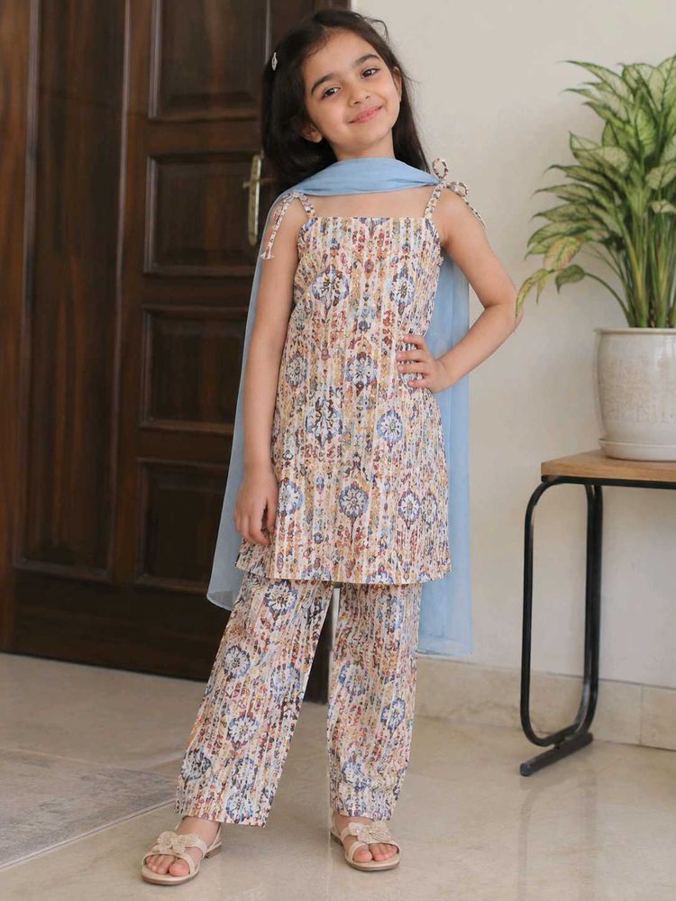 Ethnic Print Kurta Set with Dupatta size available