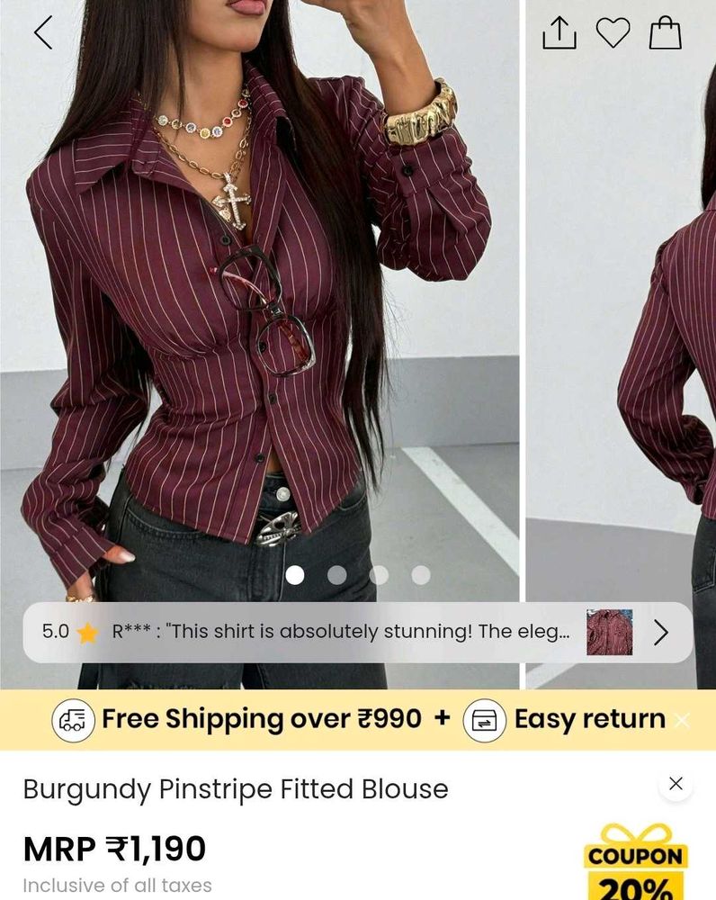 Savana Burgundy Pinstripe Fitted Blouse