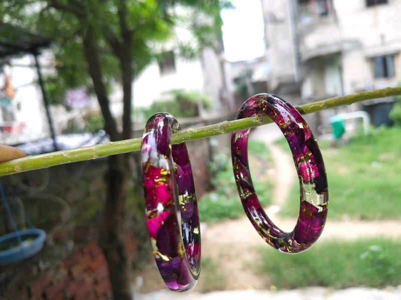 Purple Floral Resin Bangles