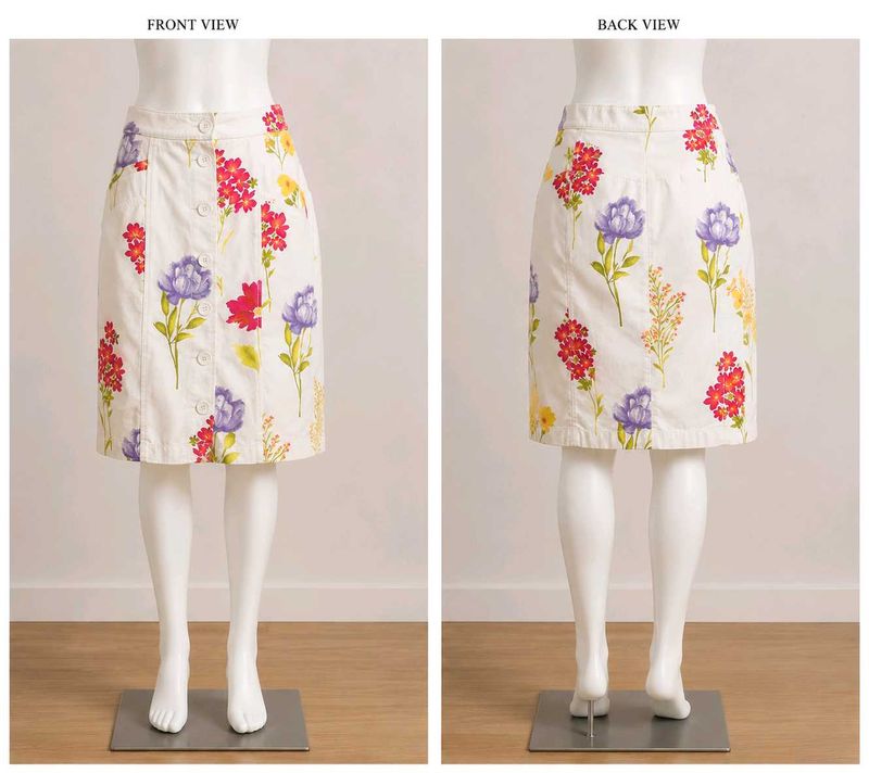 🌼White Floral Button-Front Skirt