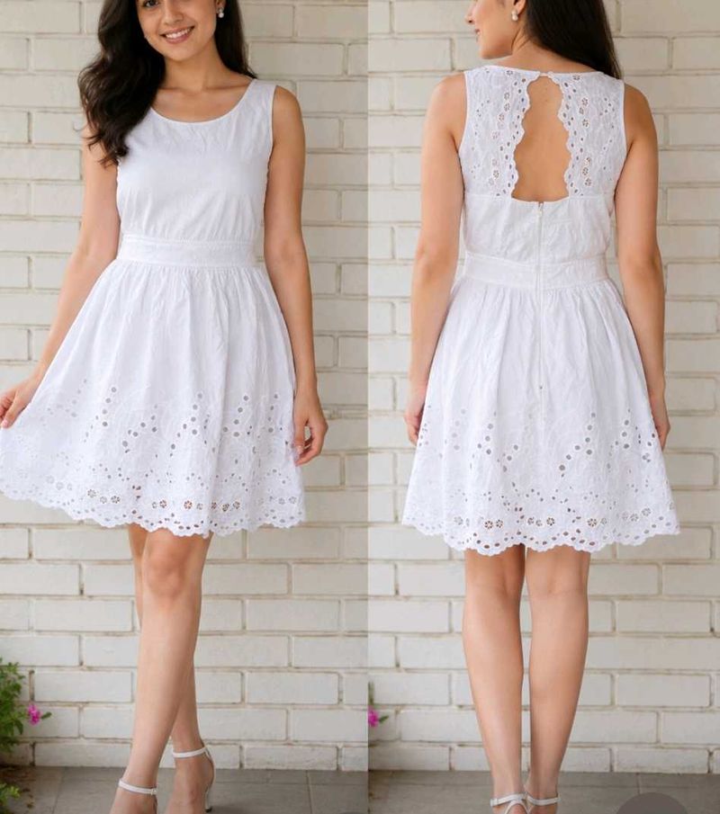Chic White Eyelet Summer Dress