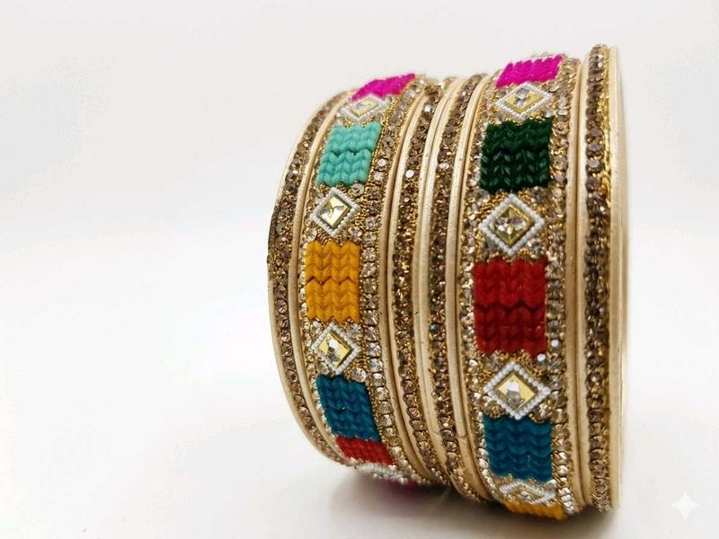 Colorful Beaded Bangles ( Lac Suhag Kada)