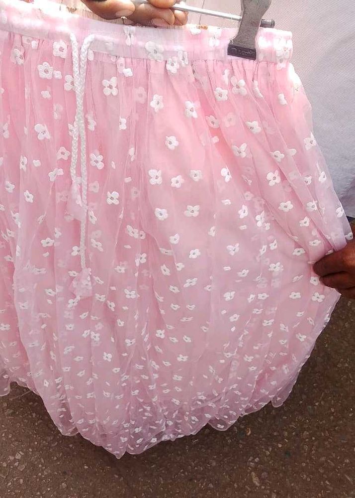 PINK FLORAL LONG SKIRT