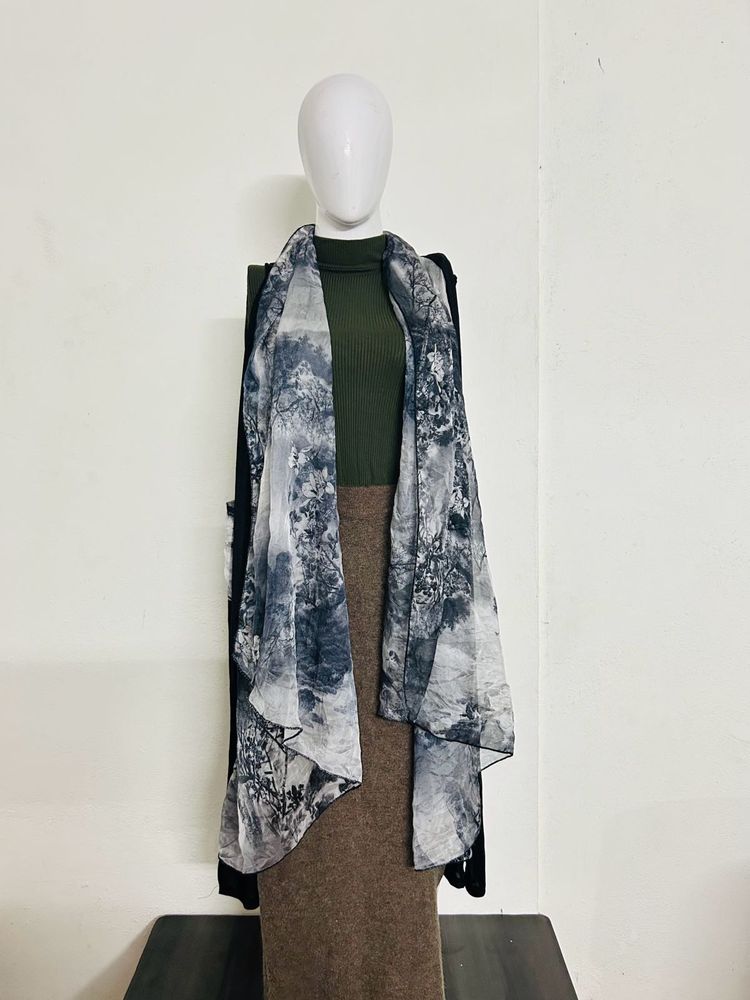 Printed Scarf cardigan