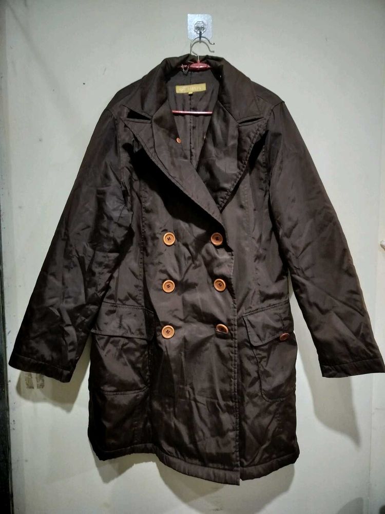 Brown Double Breasted Casual Jacket