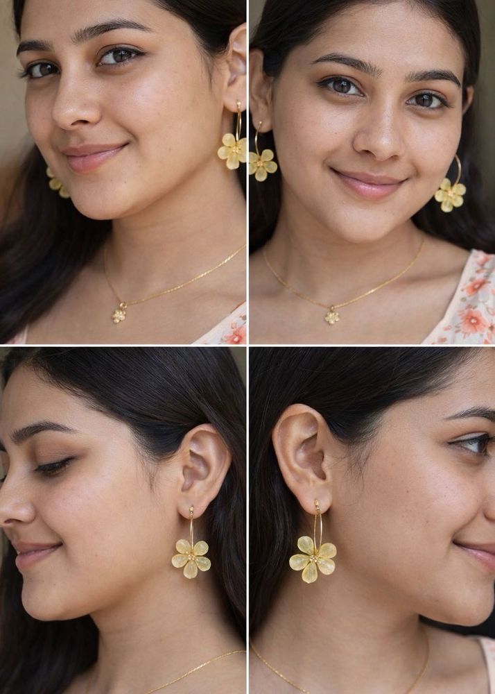 Elegant Flower Hoop Earrings Unused