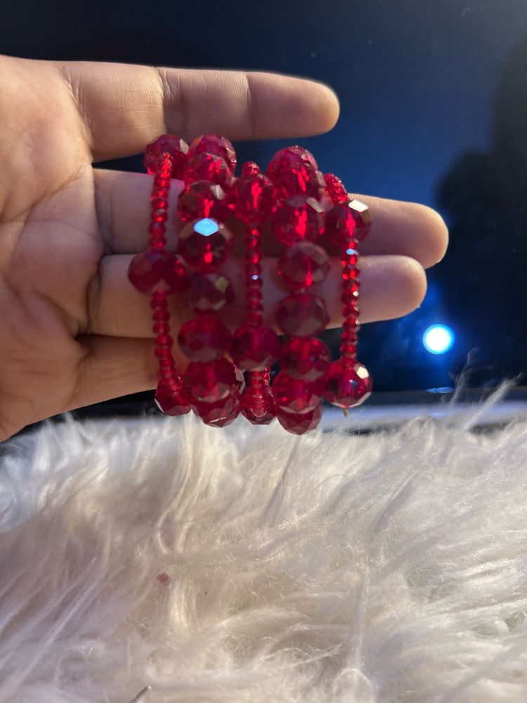 Stunning Red Beaded Bracelet Set for kid’s
