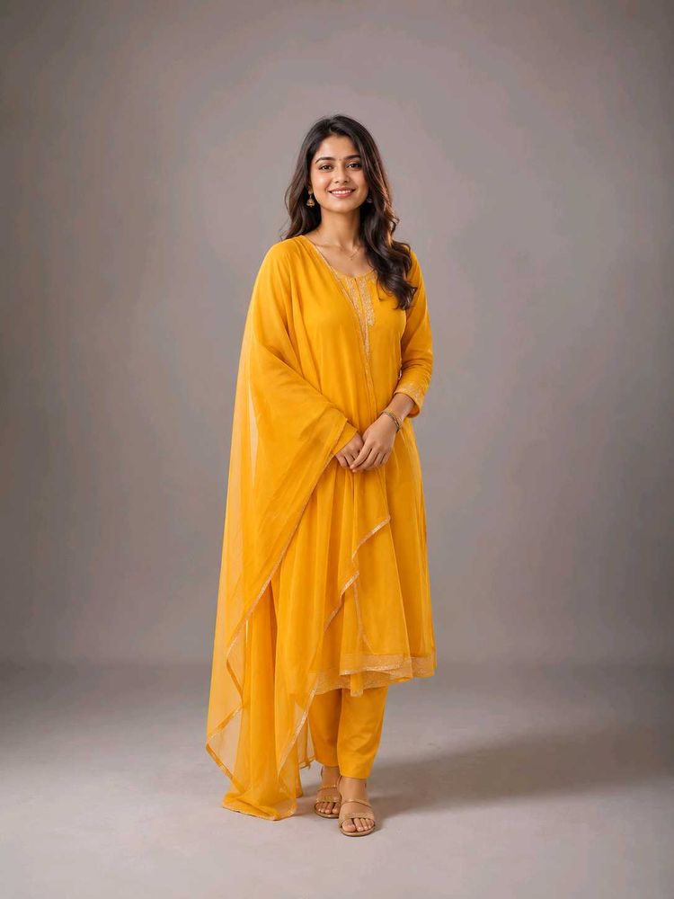 Vibrant Yellow Kurta Set with Dupatta