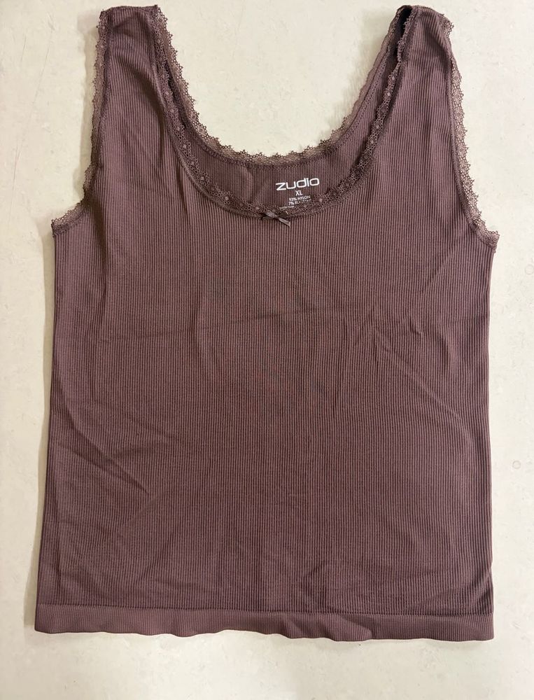 Zudio Ribbed Lace bow Tank Top