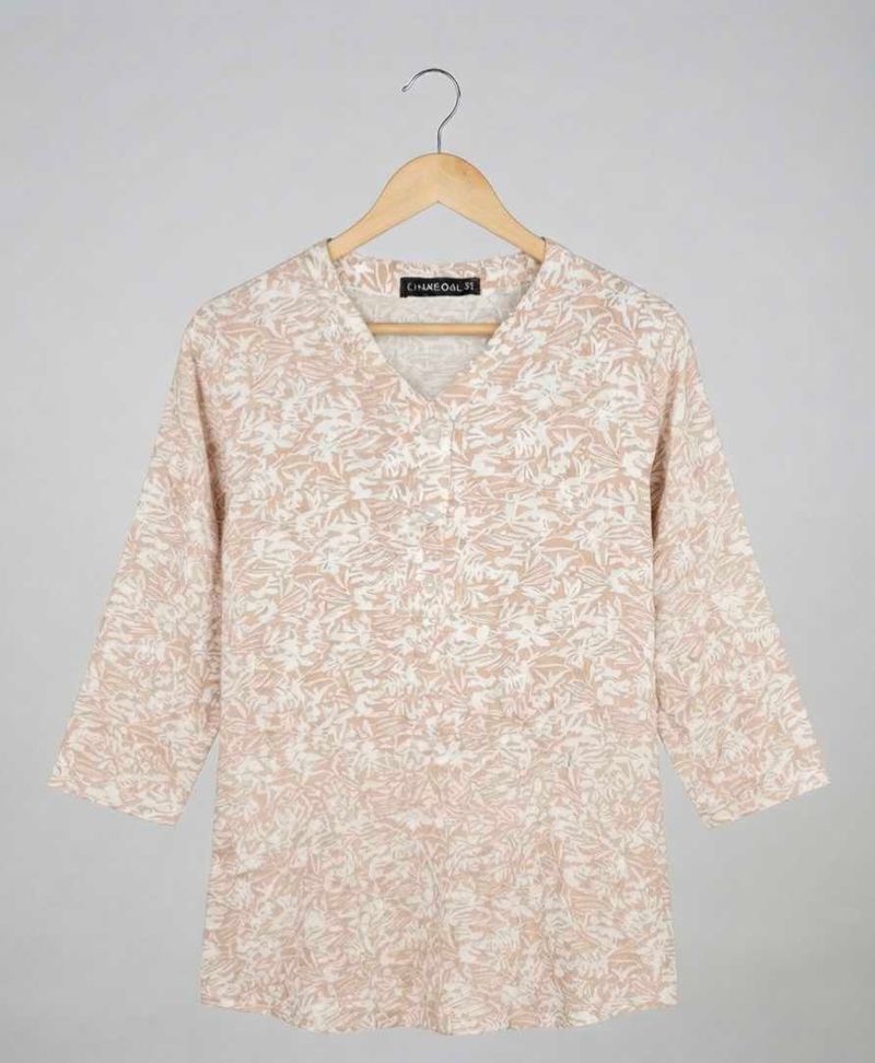 Chic Printed V-Neck Short kurta top