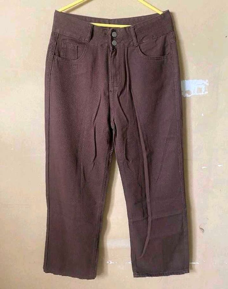 High Waist Straight Leg Brown Jeans