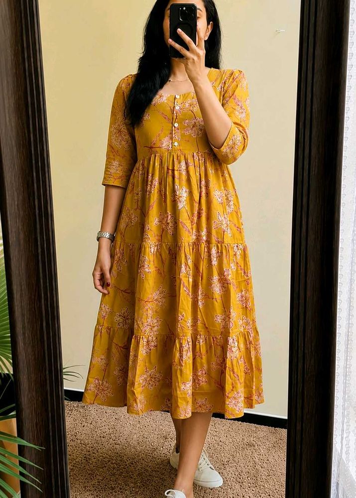 Yellow Floral Print Dress ( Brand new )