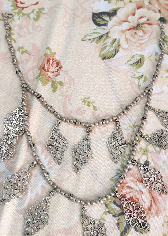 Vintage Style Silver Statement Necklace