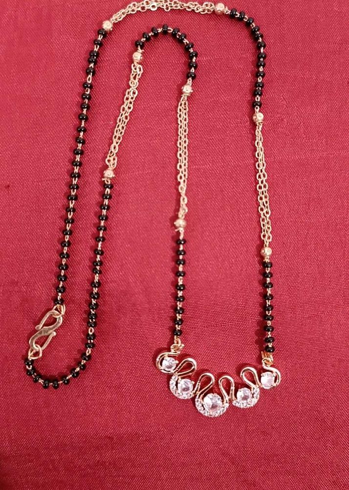 MElegant Gold Plated Black Beads Mangalsutra Neckl