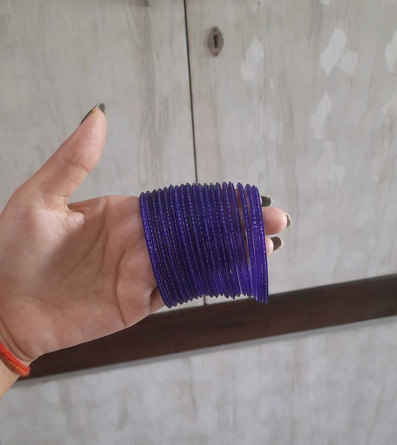Purple Glass Bangles Set
