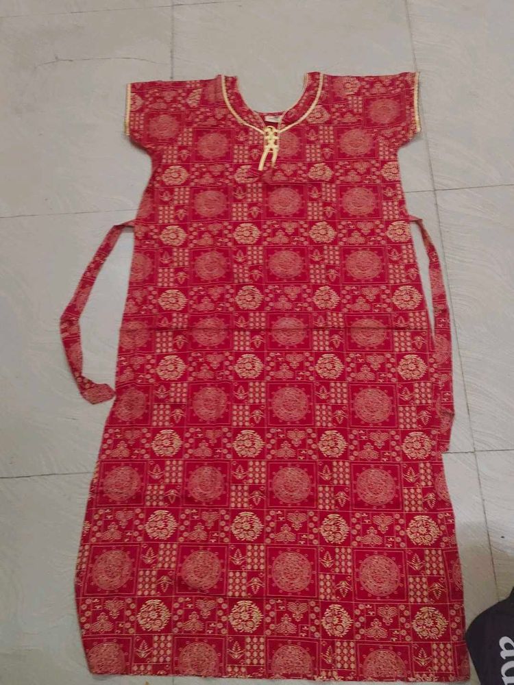 Red Printed Nightgown
