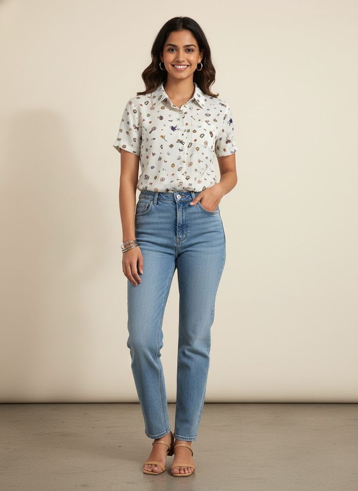 Patterned White Shirt