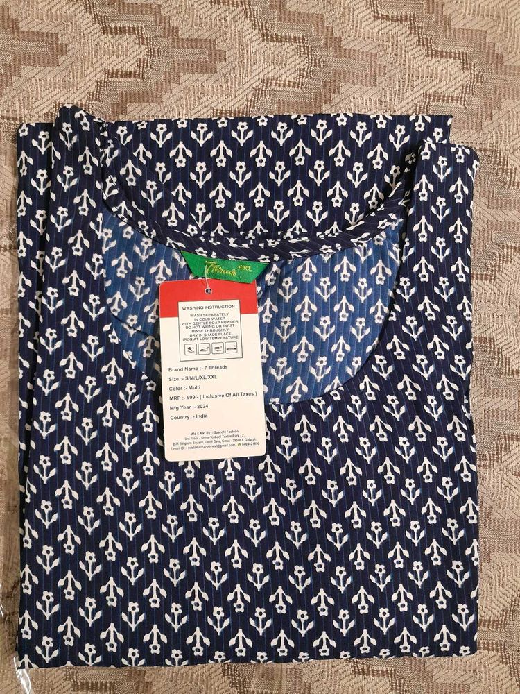 7 Threads - Blue Printed Kurta