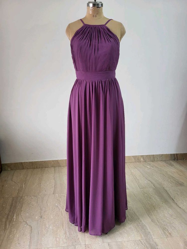 Elegant Purple Halter Neck Maxi Dress