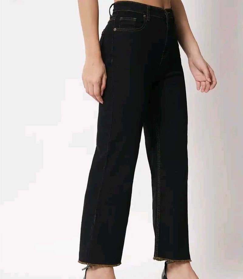 Black High-Waisted Wide-Leg Jeans