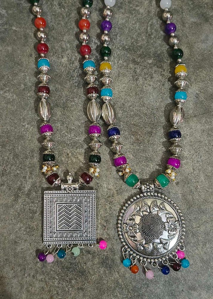 🌺 Title: Navratri Special Oxidised Silver Multico