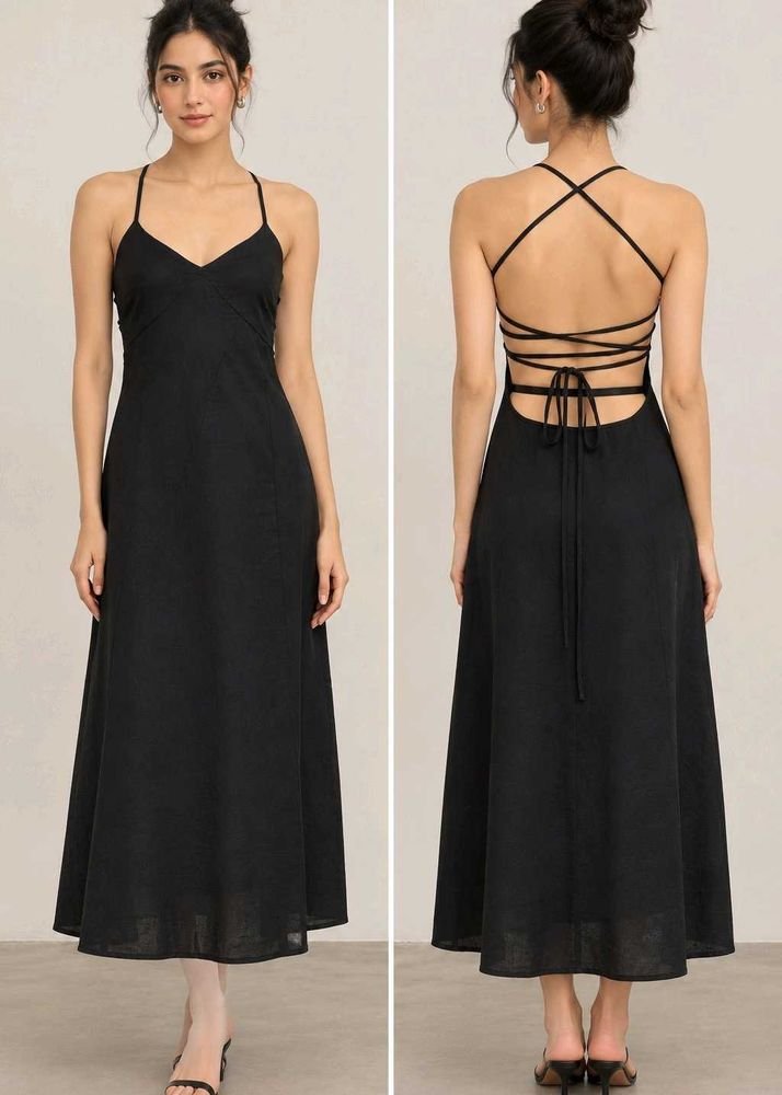 Elegant Black Maxi Dress with Strappy Back