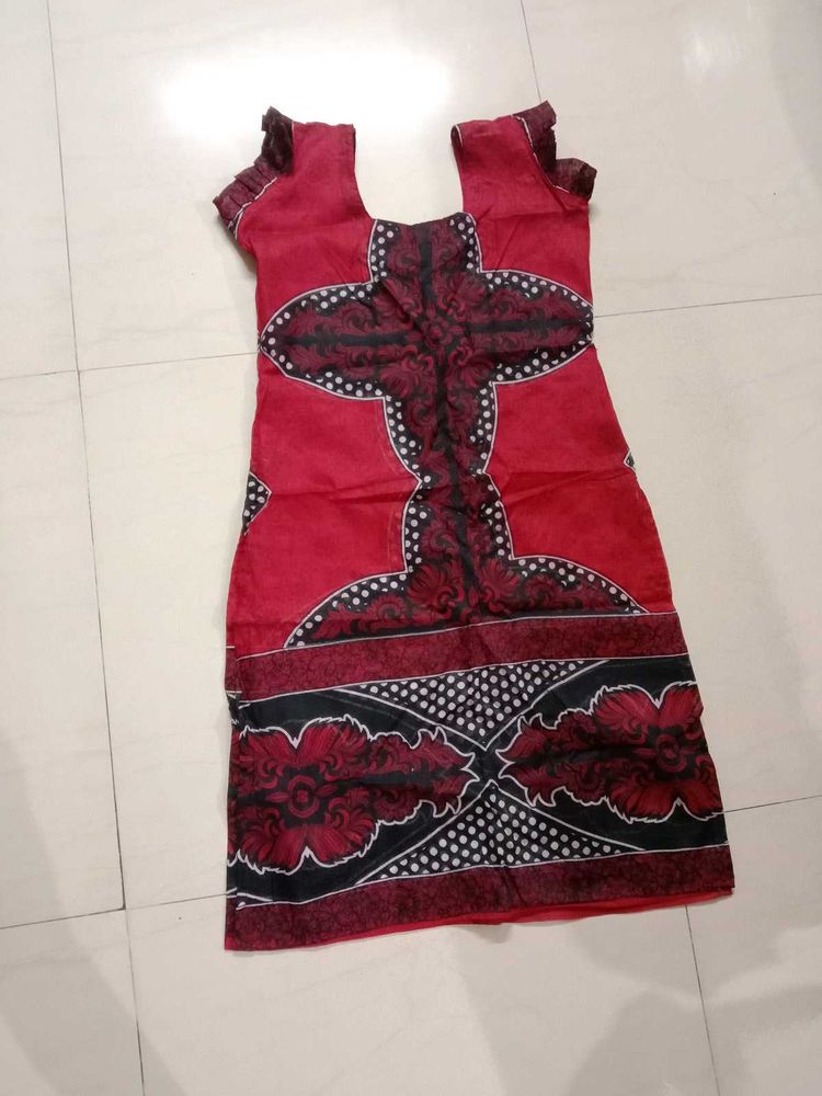Red Printed Cotton Kurta