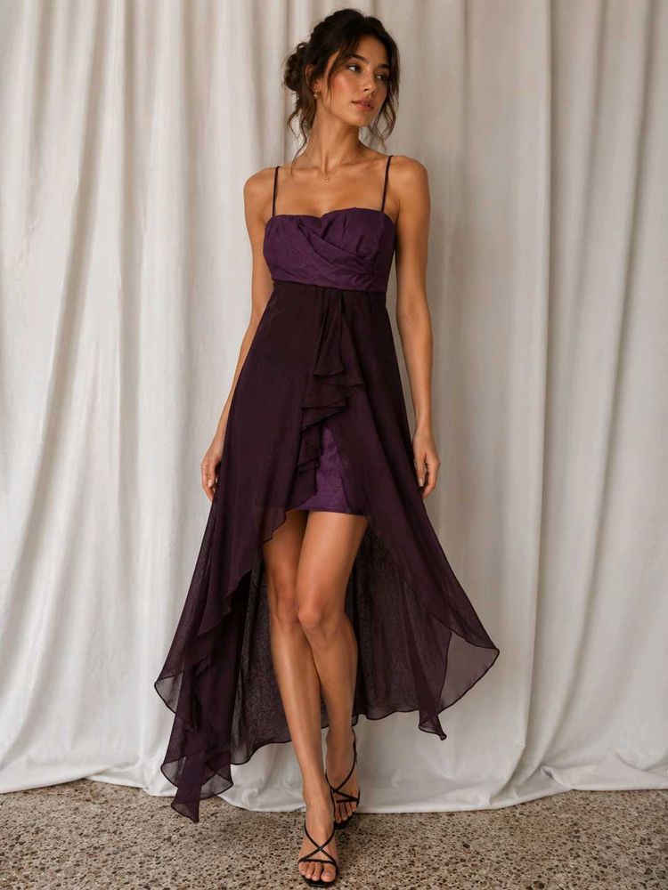 Elegant Purple High-Low Dress