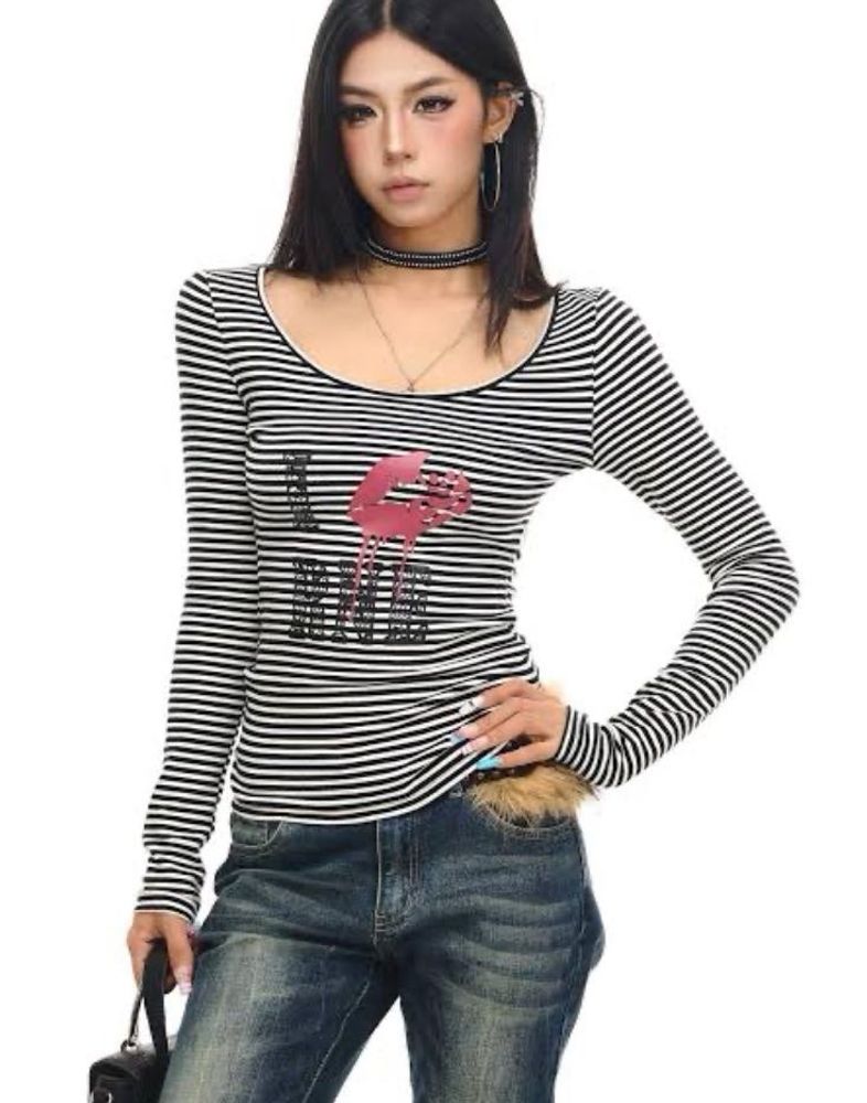 y2k stripped  printerest fitted vintage top