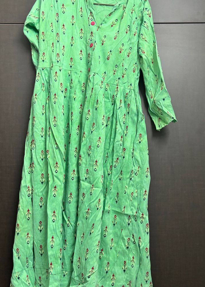 Green Printed Anarkali Kurta