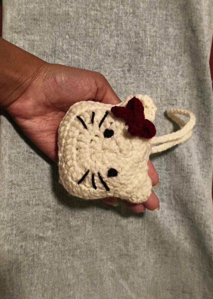 Handmade Crochet Kitty Pouch