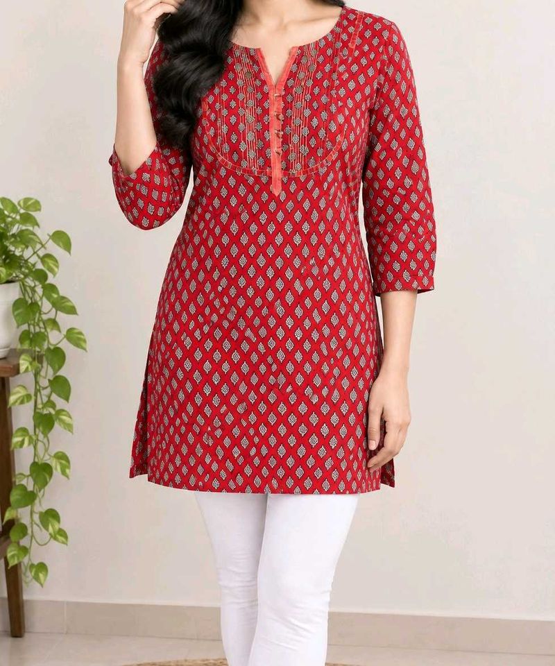 Red printed Tunic