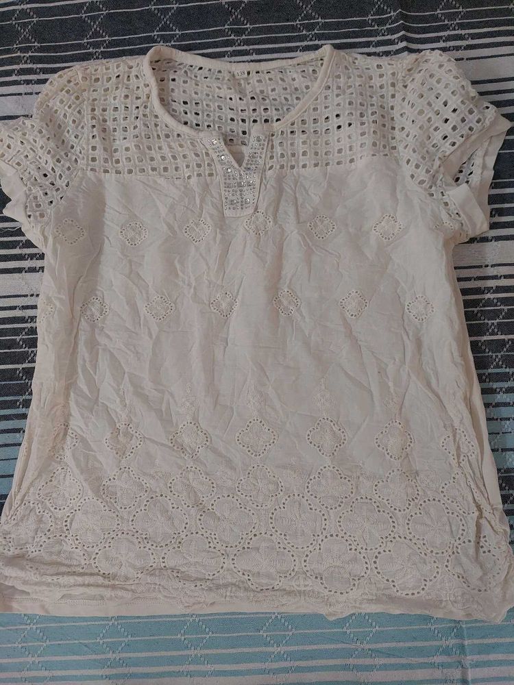 Eyelet Lace Short Sleeve Top