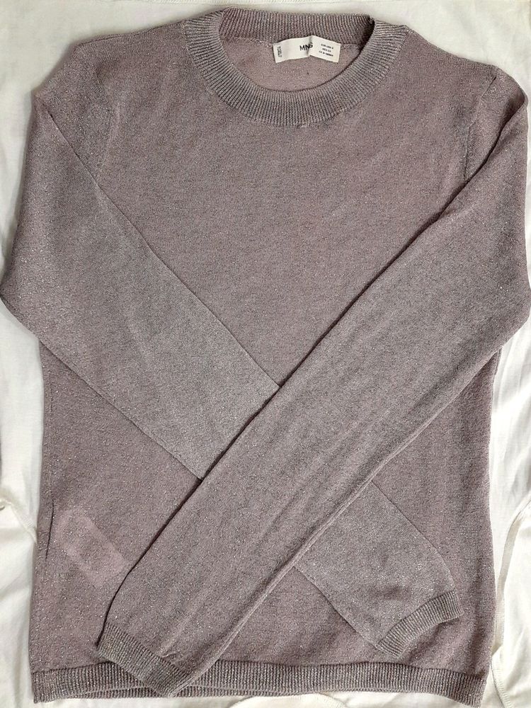 Mango Women Lavender And Golden Shimmer Pullover